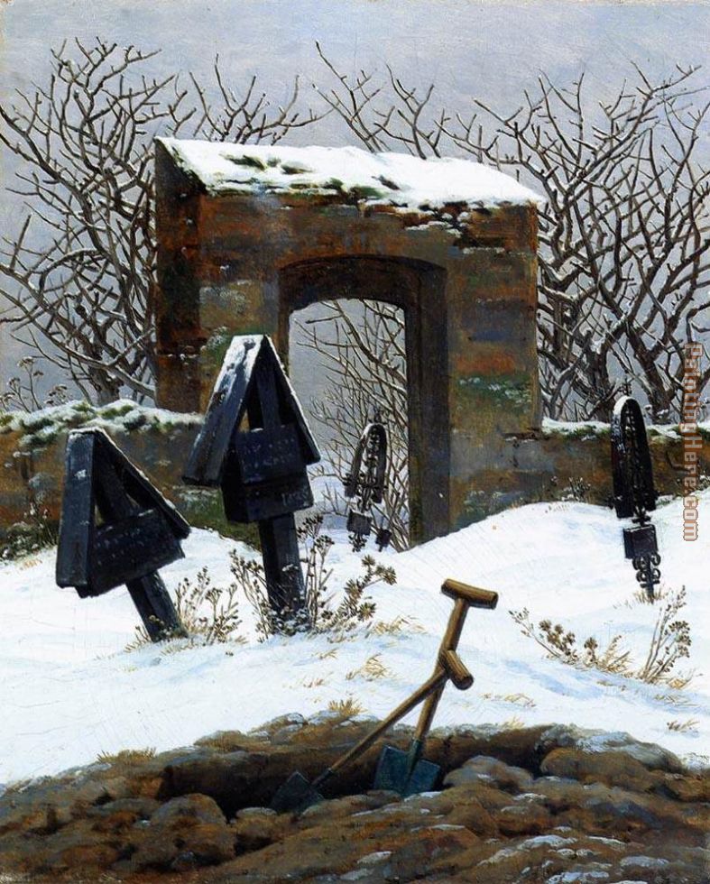 eyard under Snow painting - Caspar David Friedrich eyard under Snow art painting